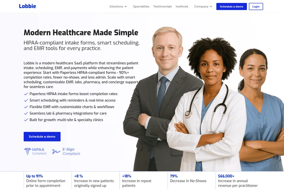 Aperçu de la landing page