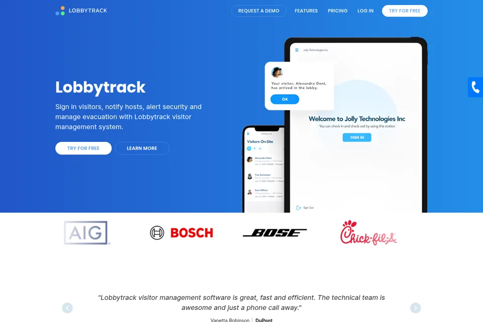 Aperçu de la landing page