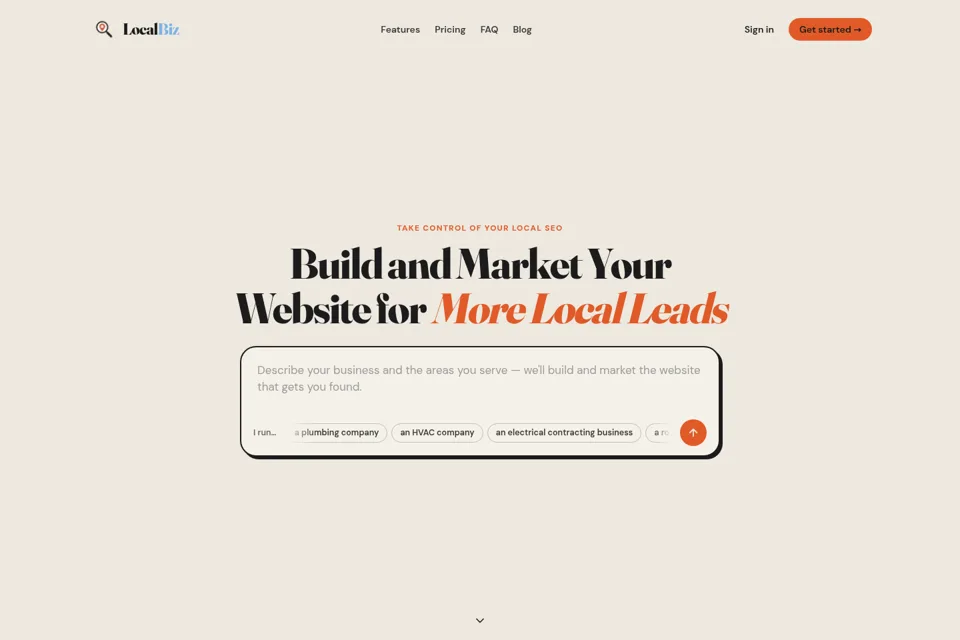 Aperçu de la landing page
