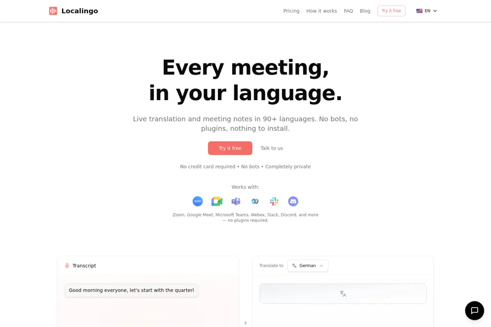 Aperçu de la landing page