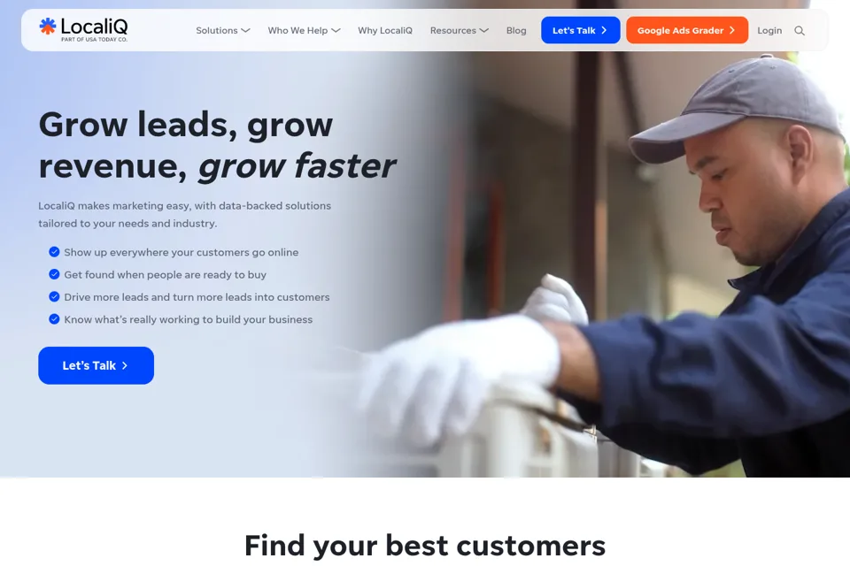 Aperçu de la landing page
