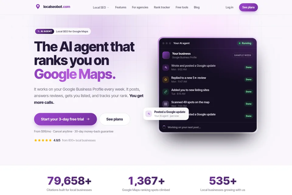 Aperçu de la landing page