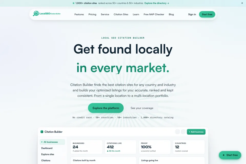 Aperçu de la landing page