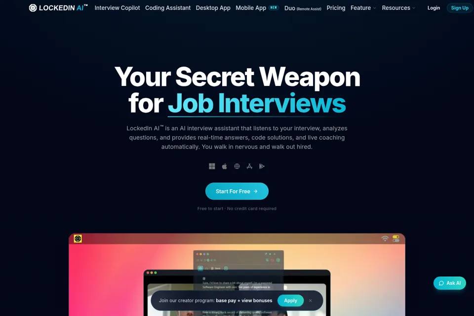 Aperçu de la landing page