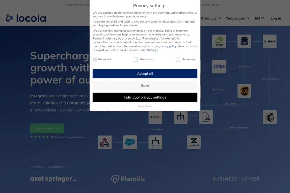 Aperçu de la landing page