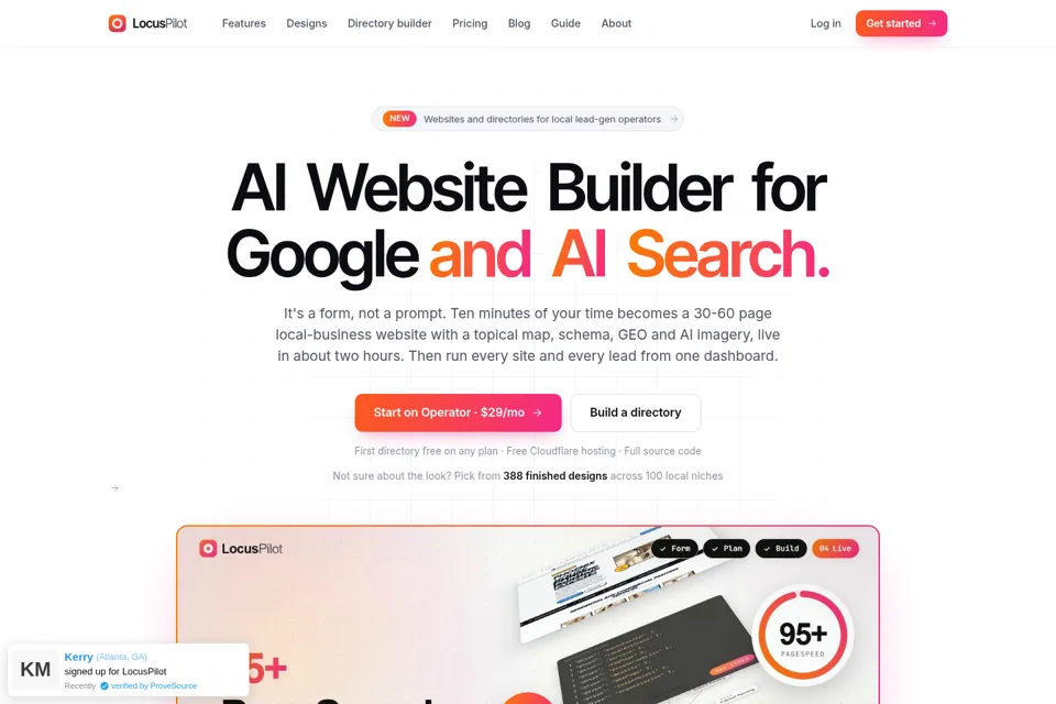 Landing page preview