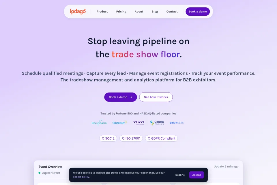 Aperçu de la landing page