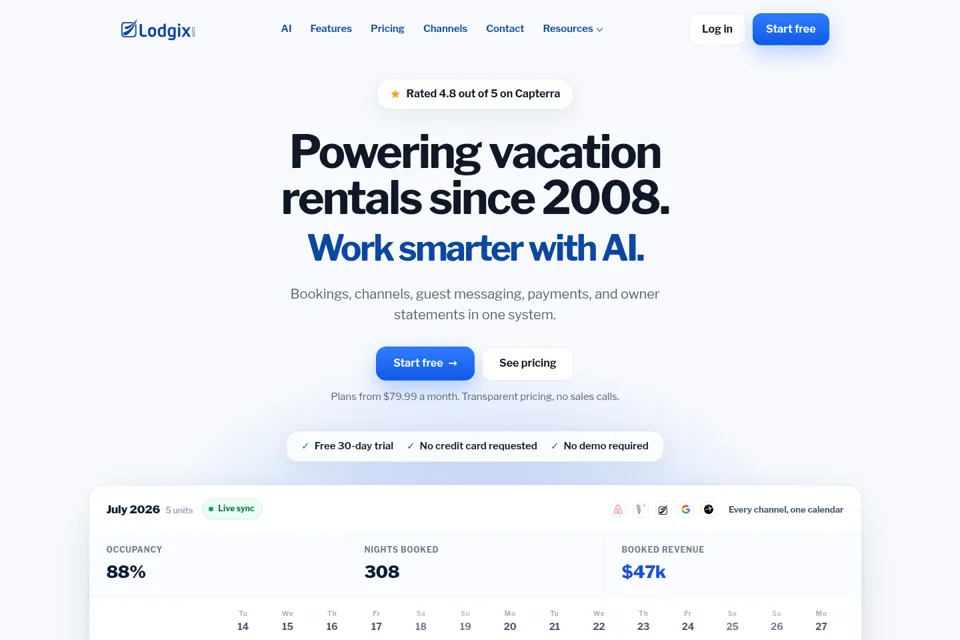 Aperçu de la landing page