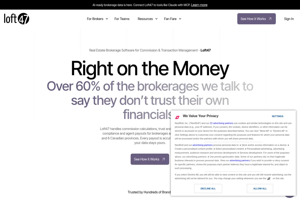 Aperçu de la landing page