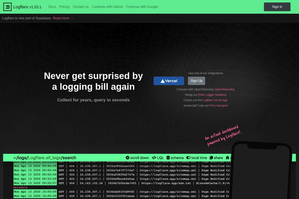 Aperçu de la landing page