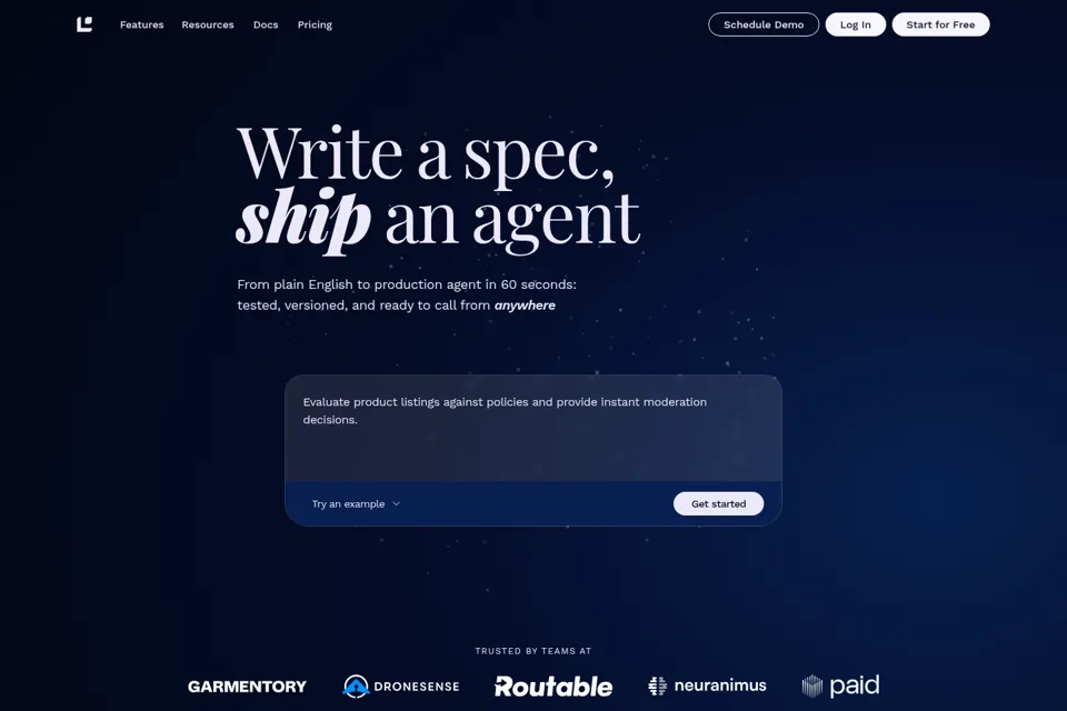Aperçu de la landing page