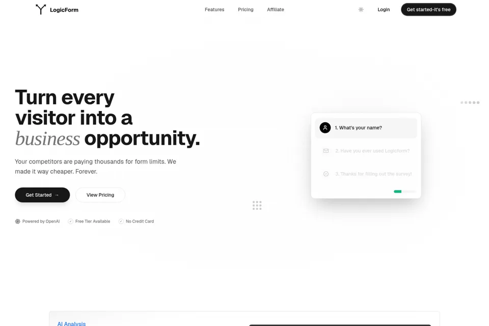 Aperçu de la landing page
