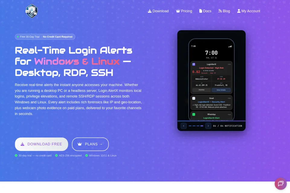 Aperçu de la landing page