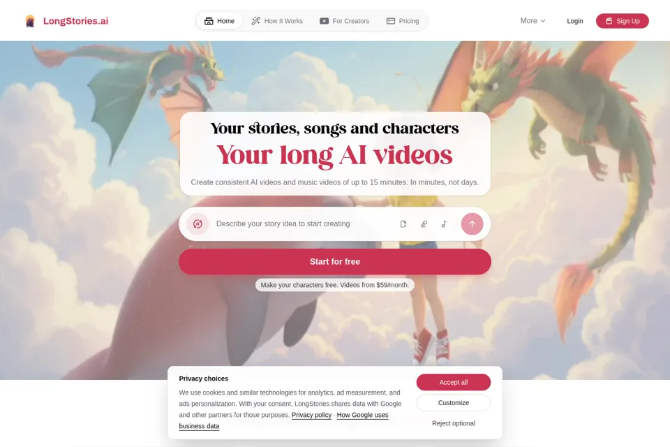 Aperçu de la landing page