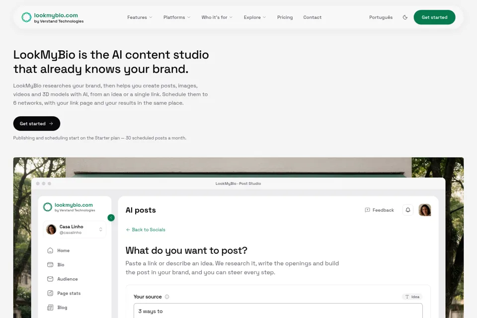Aperçu de la landing page