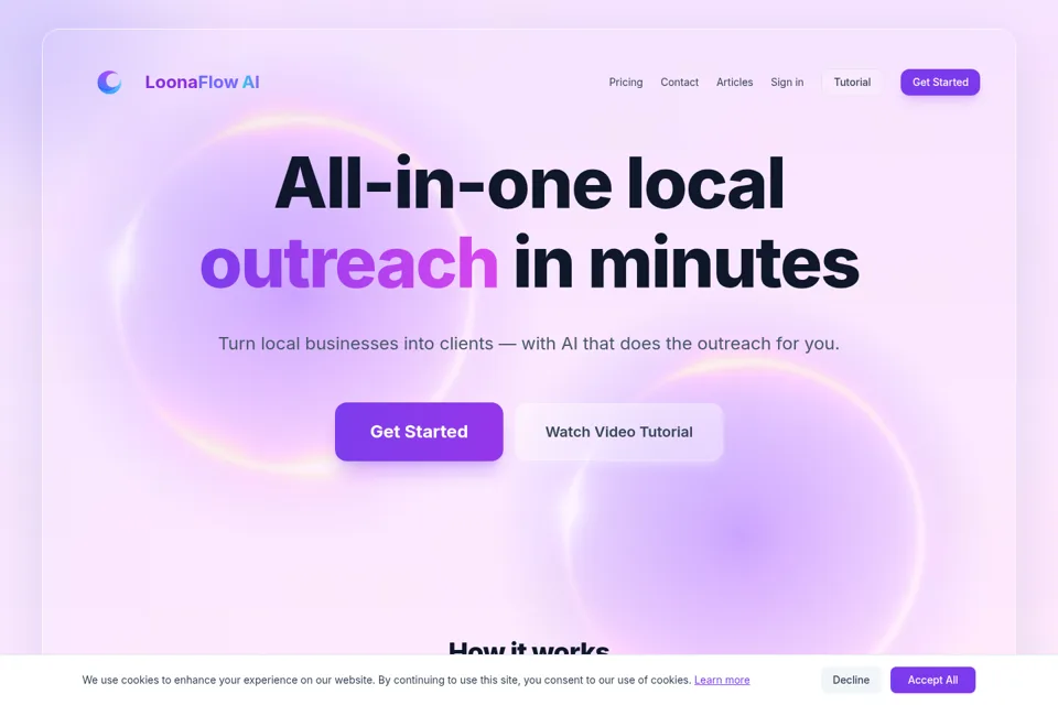 Aperçu de la landing page
