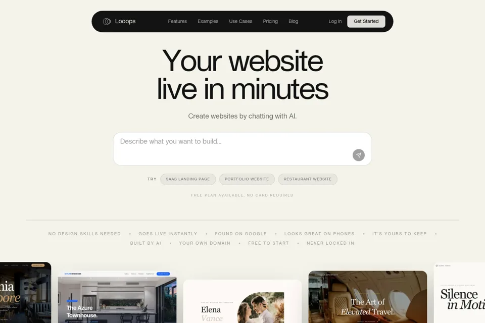 Aperçu de la landing page