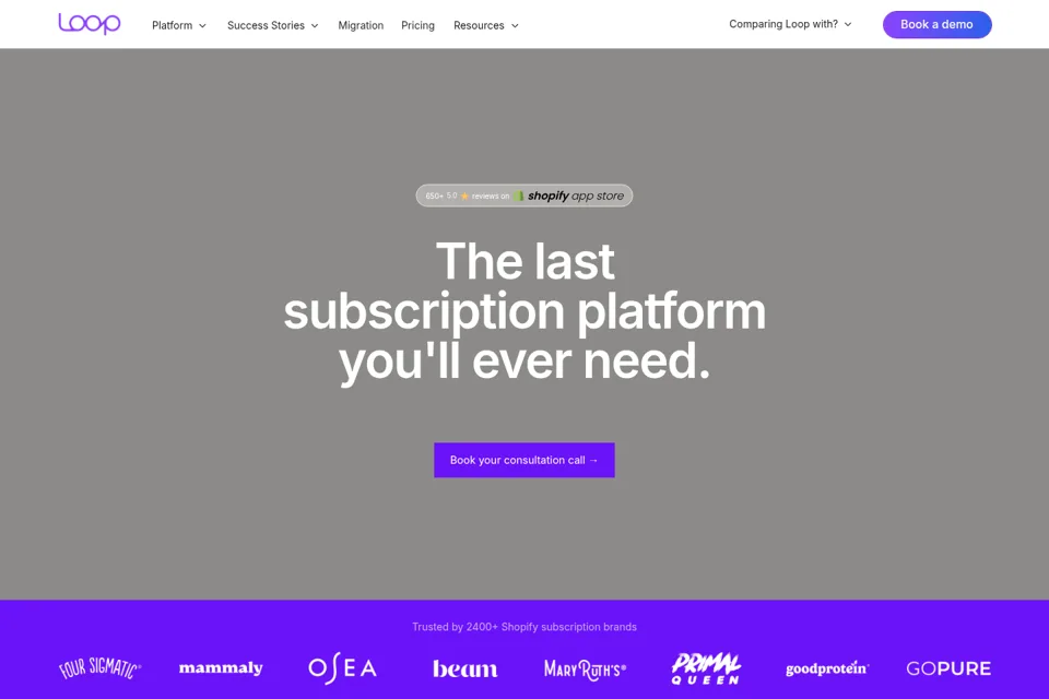 Aperçu de la landing page