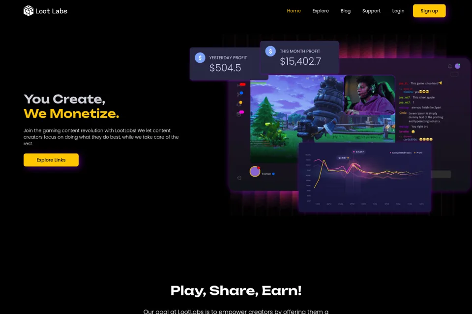 Aperçu de la landing page