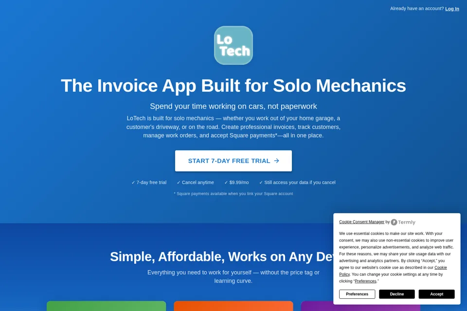 Aperçu de la landing page