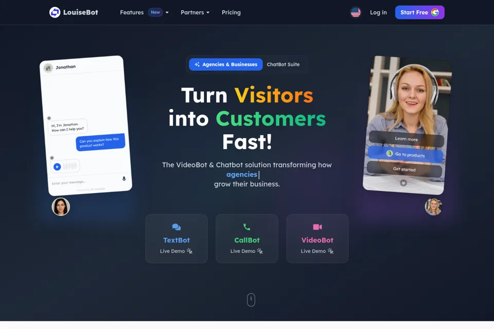 Aperçu de la landing page