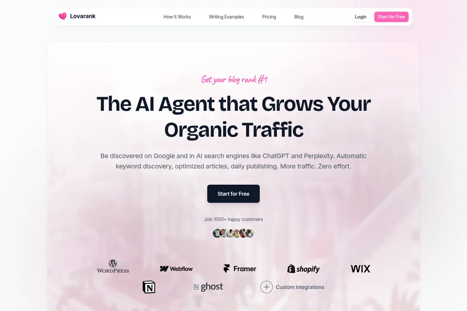 Aperçu de la landing page