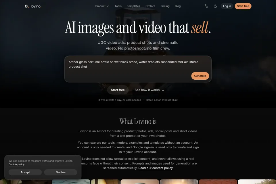 Aperçu de la landing page