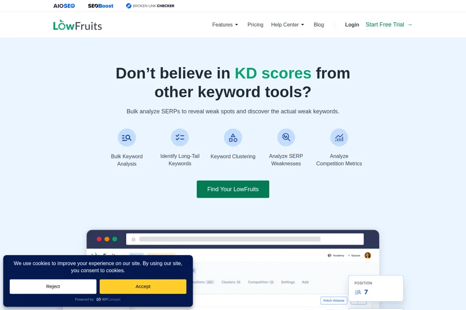 Aperçu de la landing page