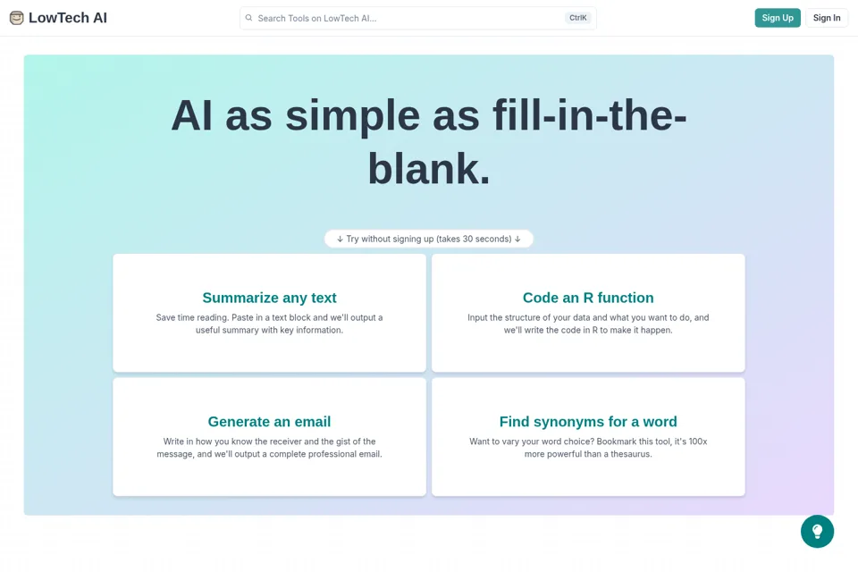 Aperçu de la landing page