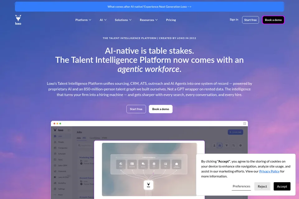 Aperçu de la landing page