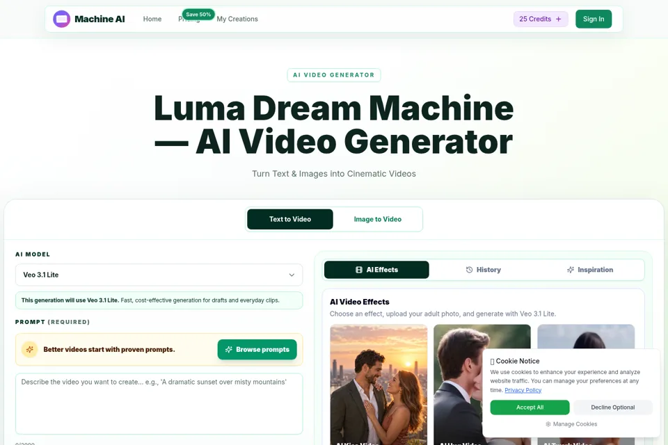 Aperçu de la landing page