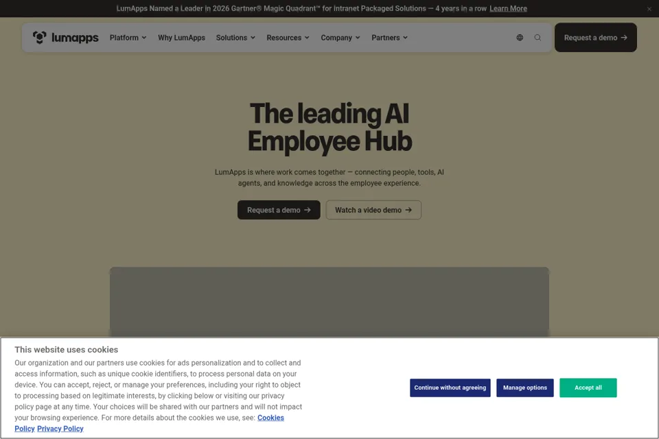 Aperçu de la landing page