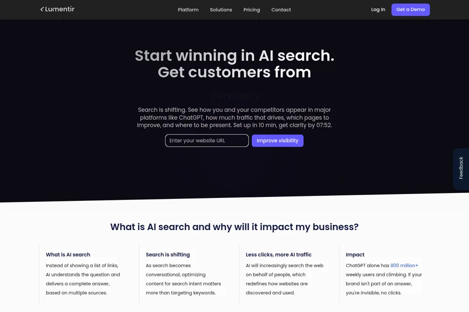 Aperçu de la landing page