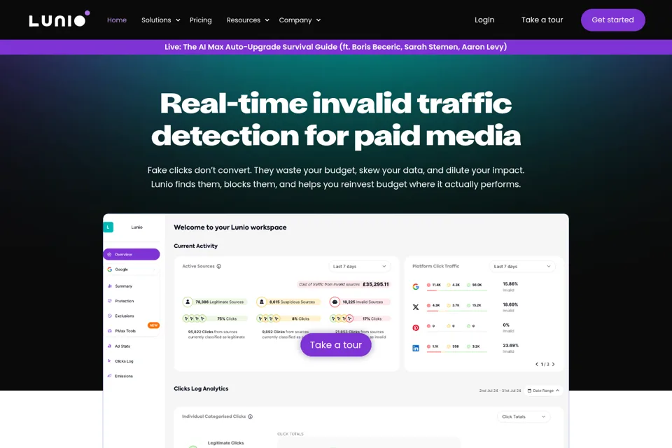 Aperçu de la landing page