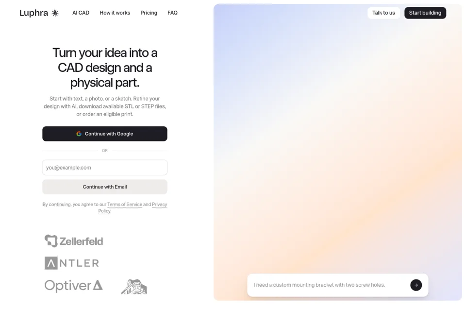 Aperçu de la landing page