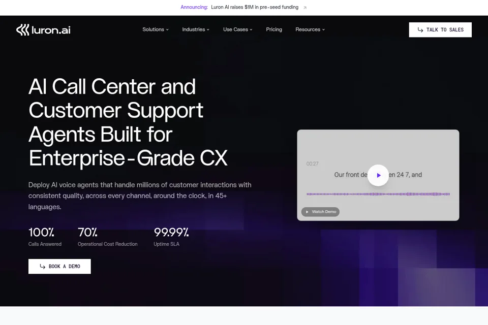 Aperçu de la landing page