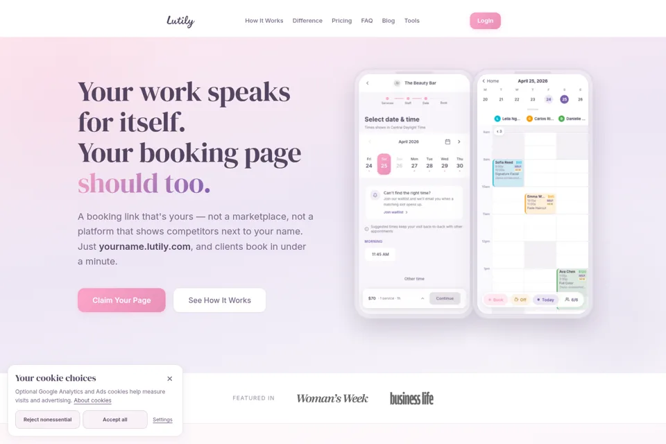 Aperçu de la landing page