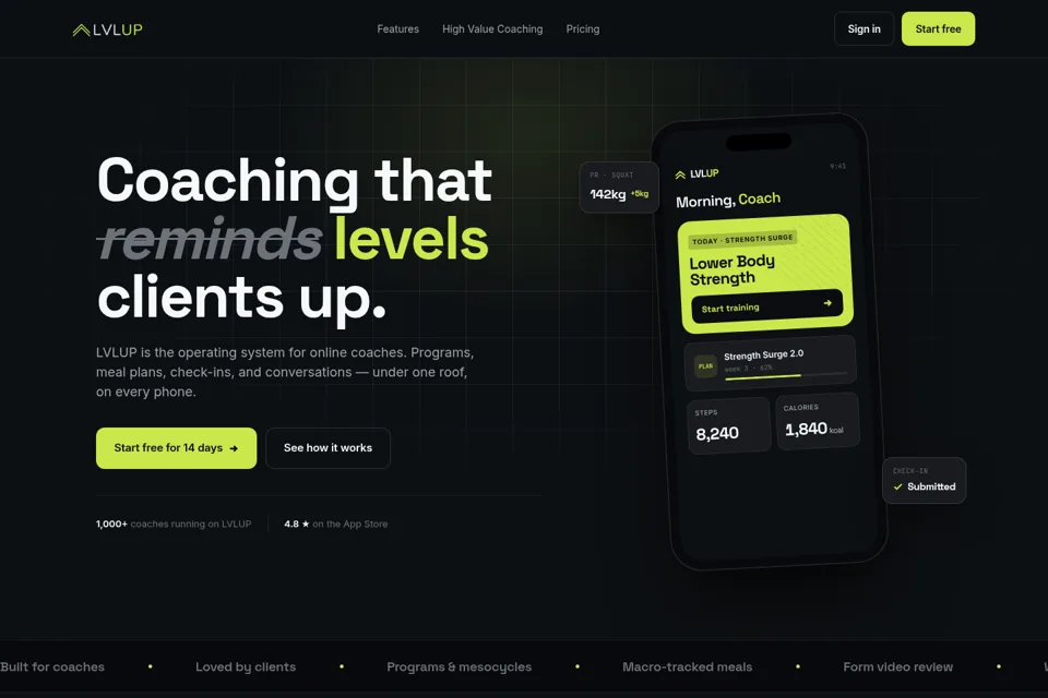 Aperçu de la landing page