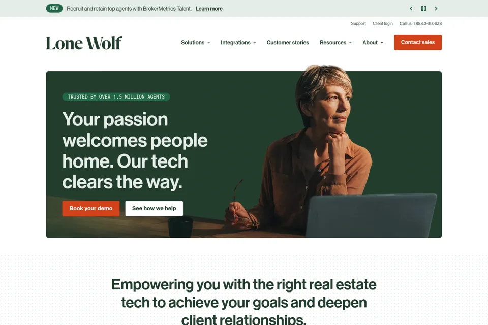 Aperçu de la landing page