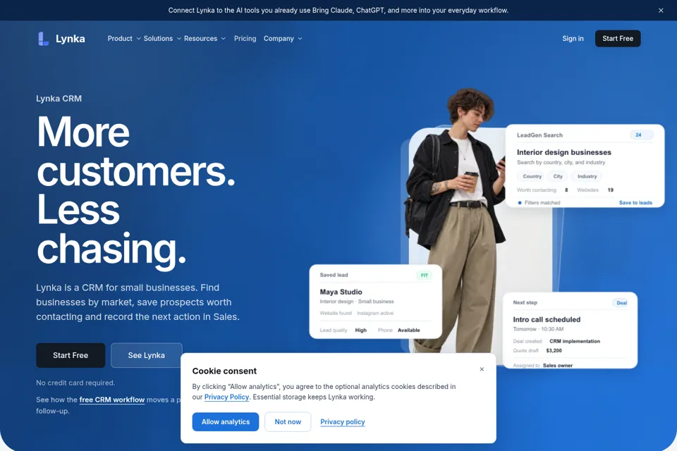 Aperçu de la landing page