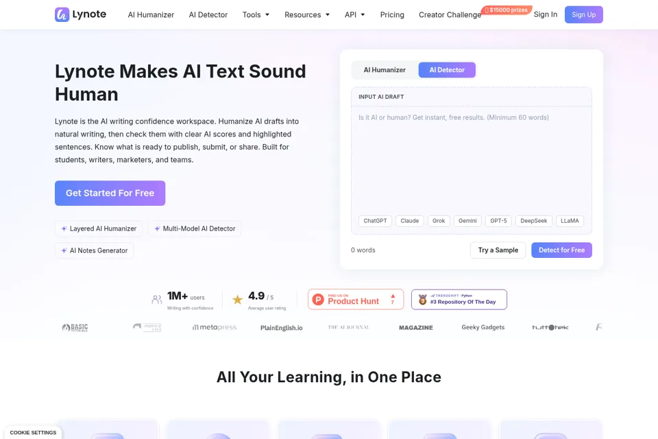 Aperçu de la landing page