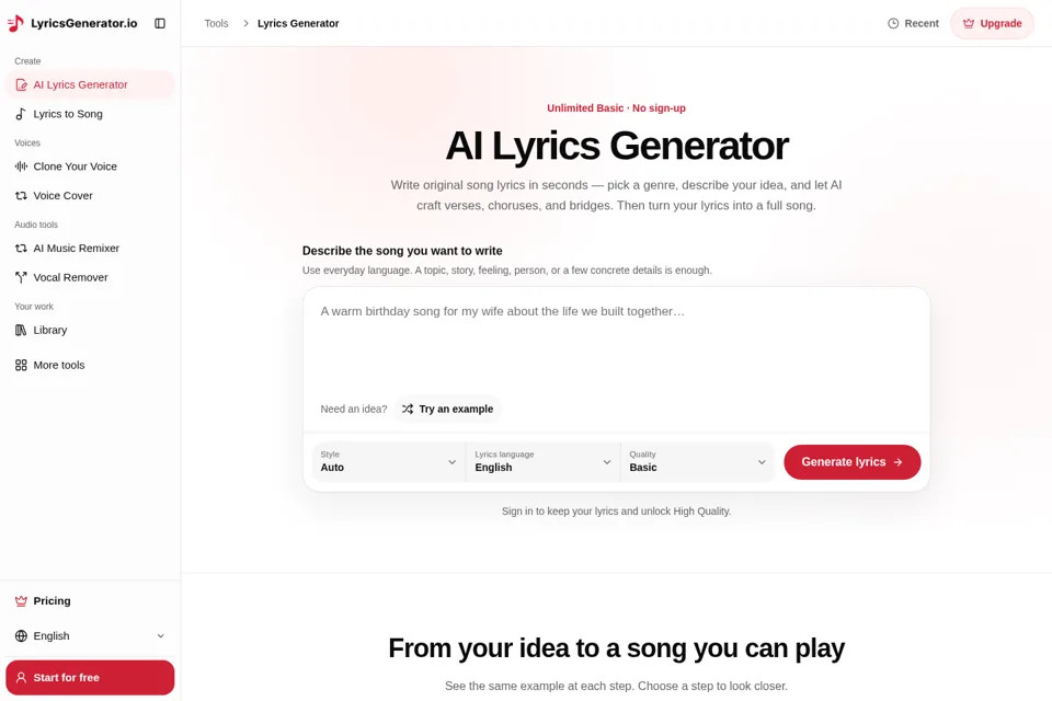 Aperçu de la landing page