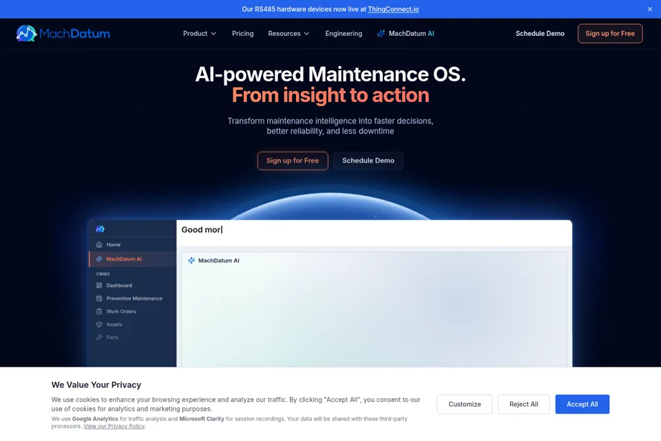 Aperçu de la landing page