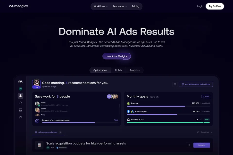 Aperçu de la landing page