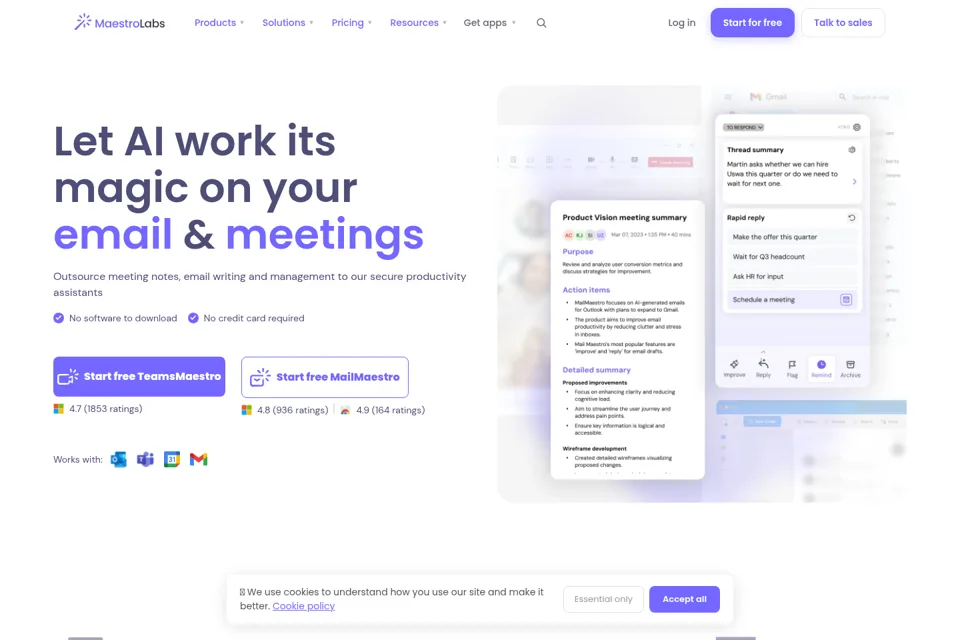 Aperçu de la landing page