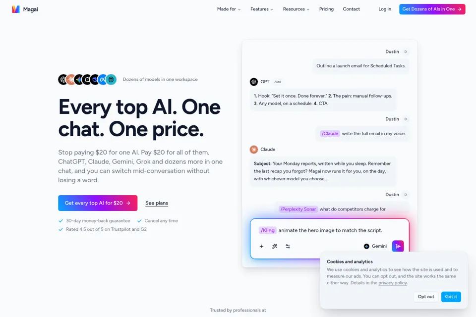 Aperçu de la landing page