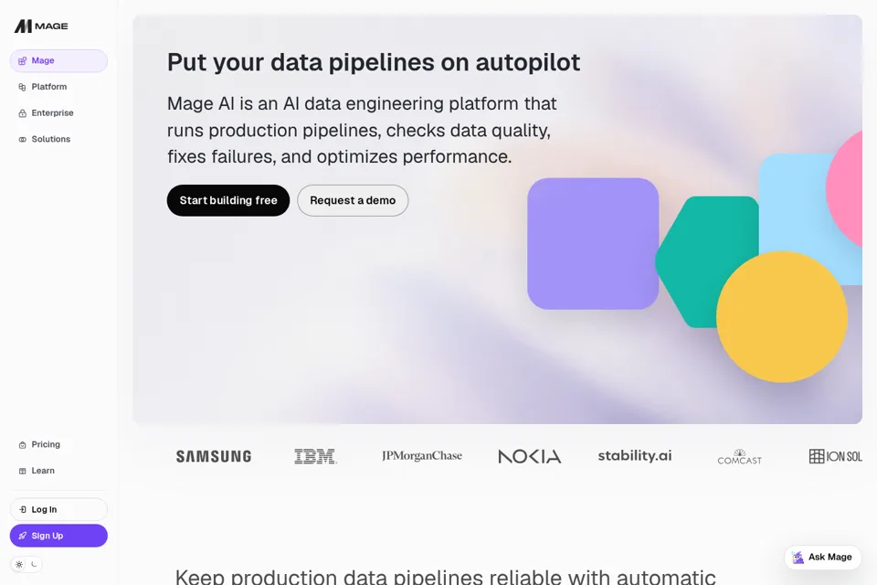 Aperçu de la landing page