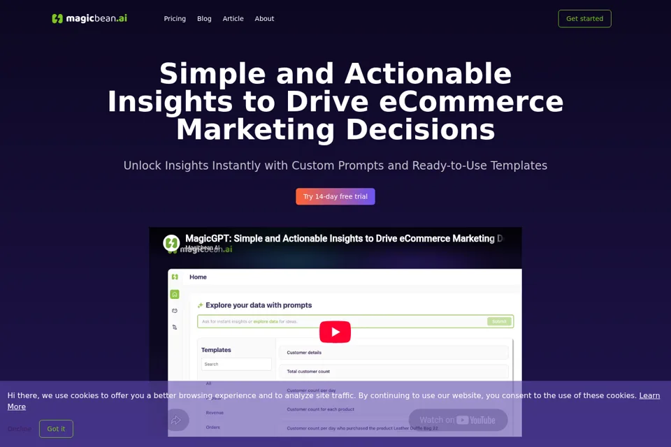 Aperçu de la landing page