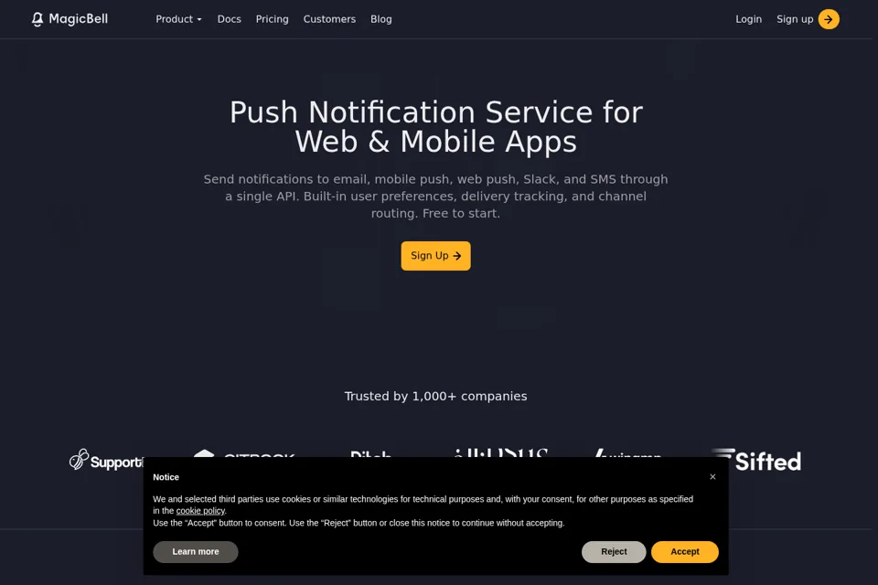 Aperçu de la landing page