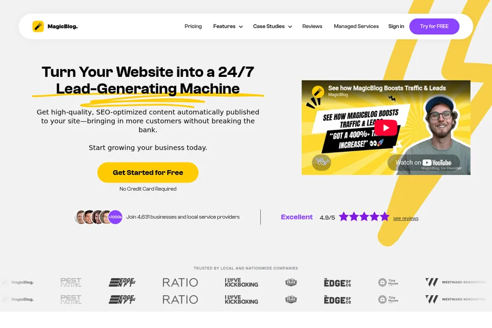Aperçu de la landing page